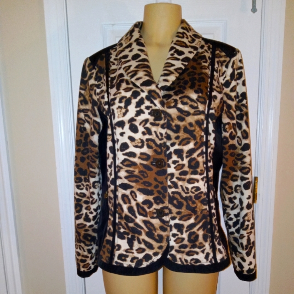 💣CHICO'S ANIMAL PRINT JACKET SZ 2 (LG/12)